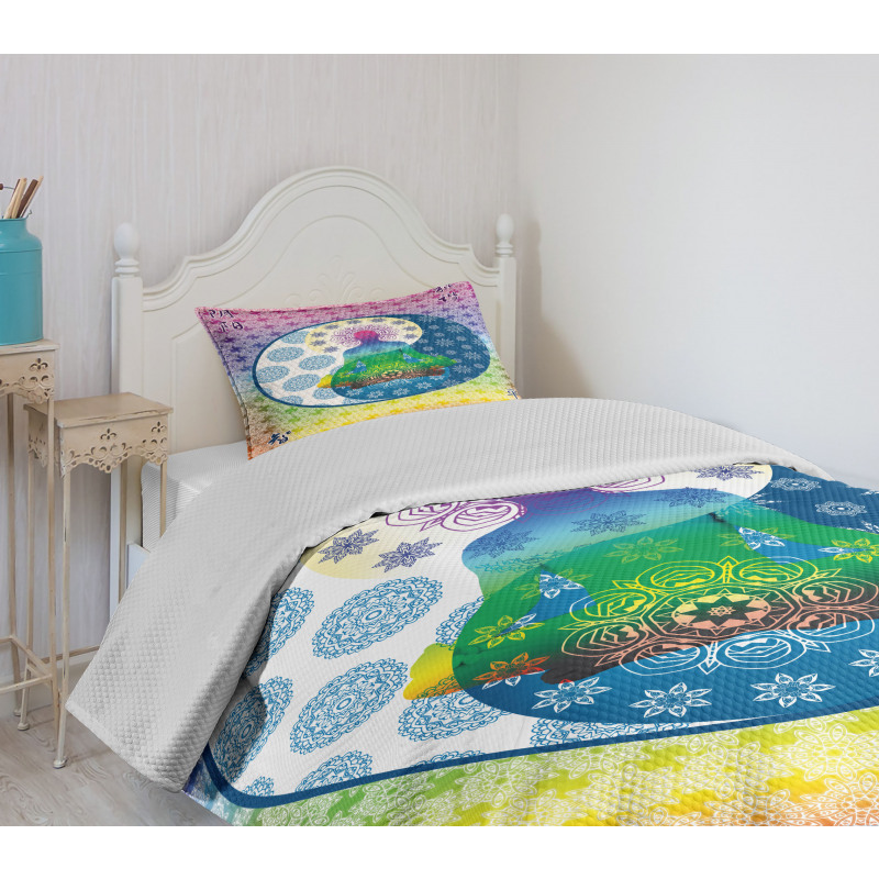 Meditation Theme Zen Art Bedspread Set