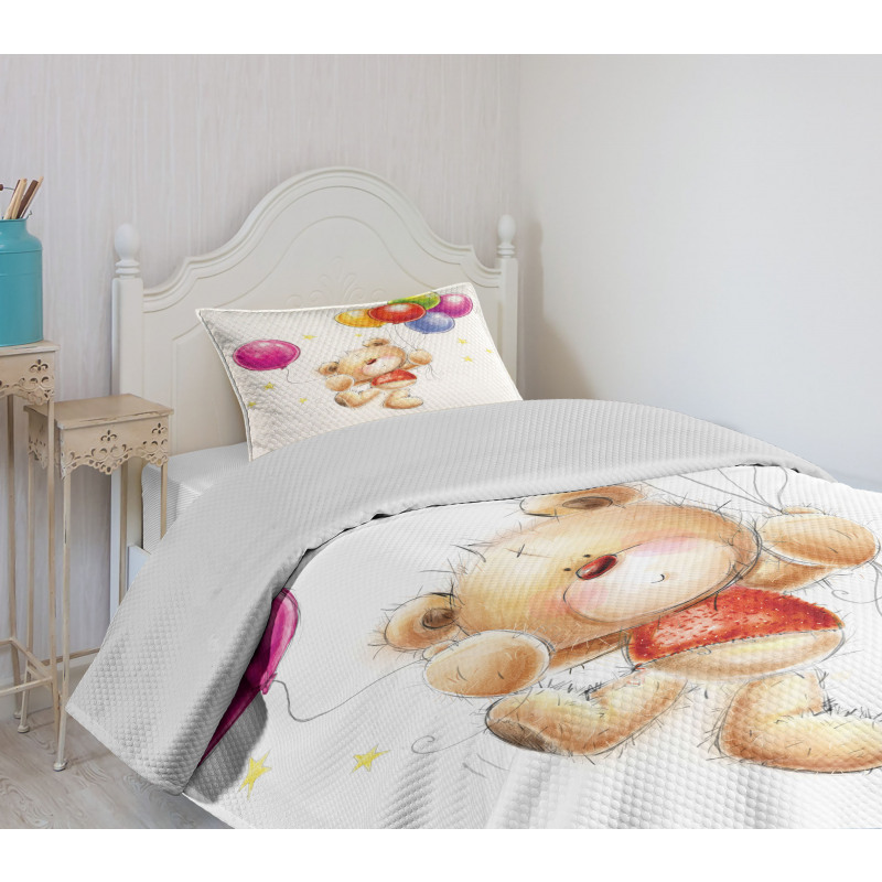 Teddy Bear with Baloon Bedspread Set