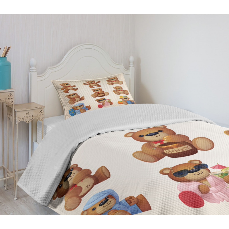 Teddy Bear Kids Design Bedspread Set