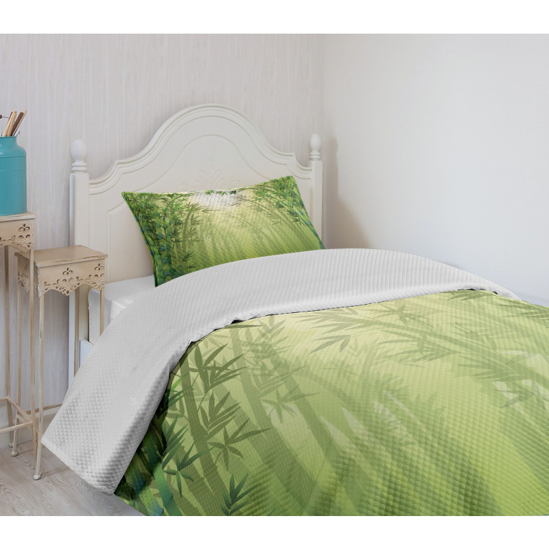 Bamboo Trees in Forest Bedspread Set