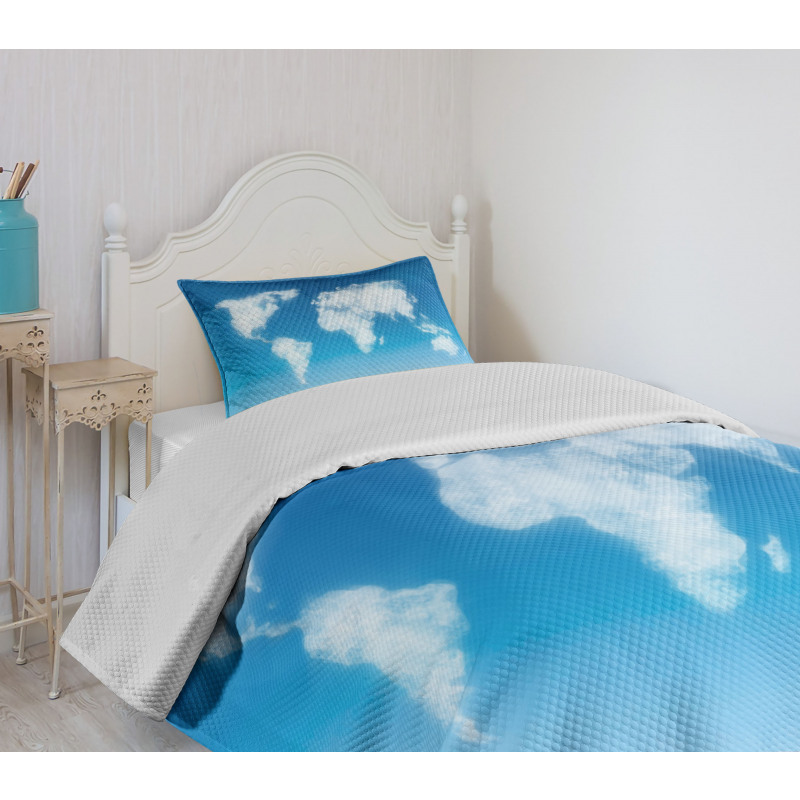 Colored Clouds in Sky Bedspread Set