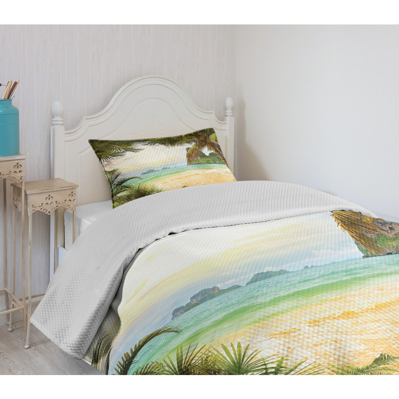 Palm Coconut Trees Beach Bedspread Set