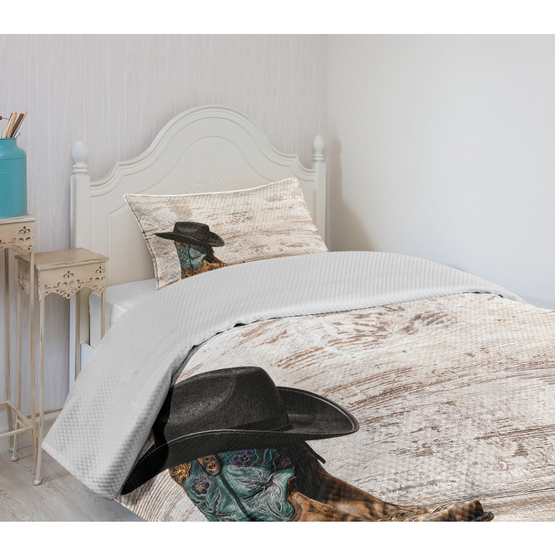 Rodeo Cowboy Grunge Hat Bedspread Set