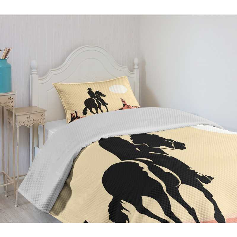 Cowboy Horse Sunset Bedspread Set