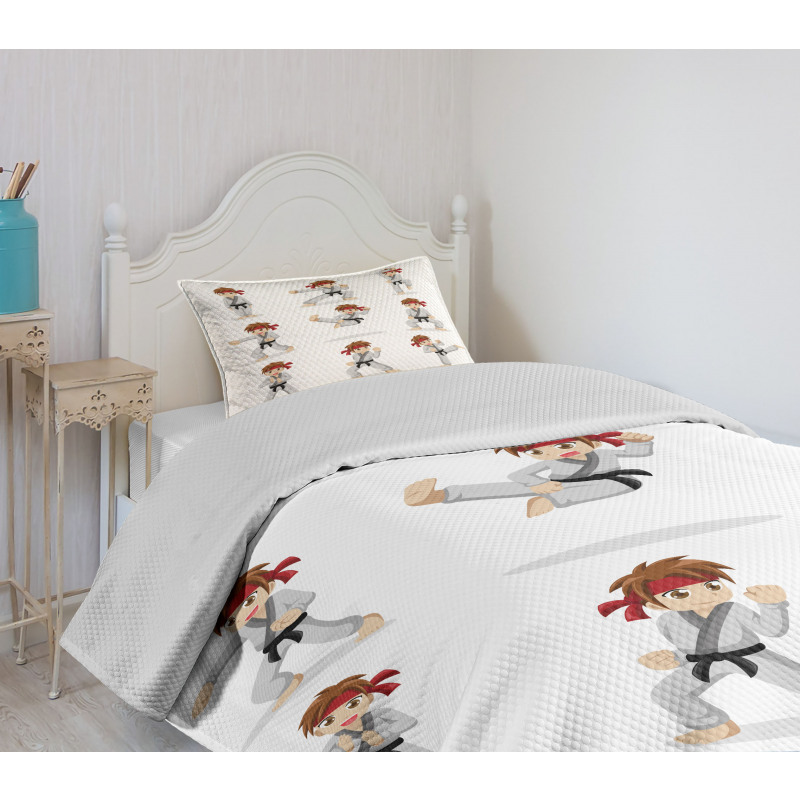 Martial Arts Boy Cartoon Bedspread Set