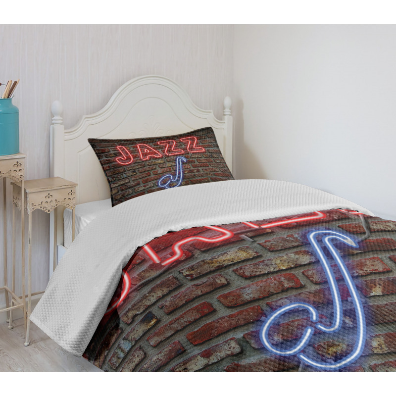 All Jazz Sign Brick Wall Bedspread Set