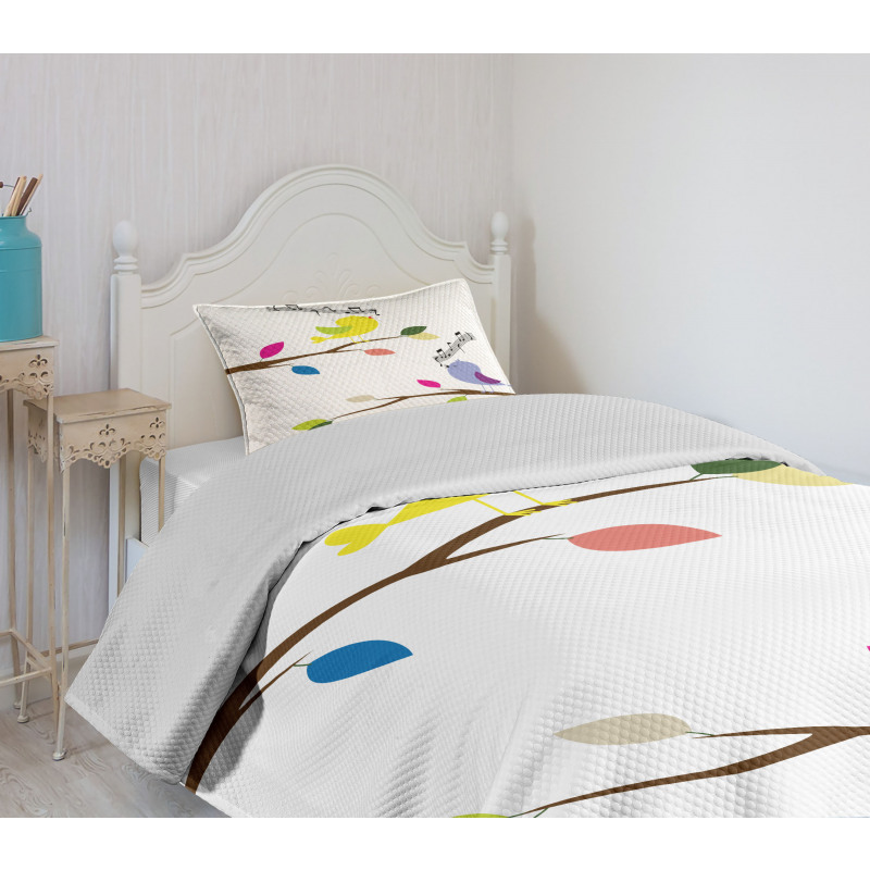 Colorful Mascots Singing Bedspread Set