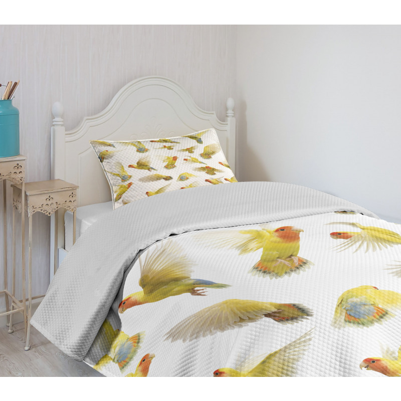 Peach Face Love Birds Bedspread Set