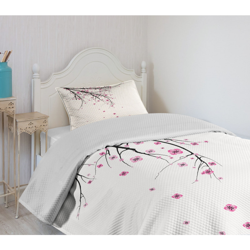 Cherry Blossom Flower Bedspread Set