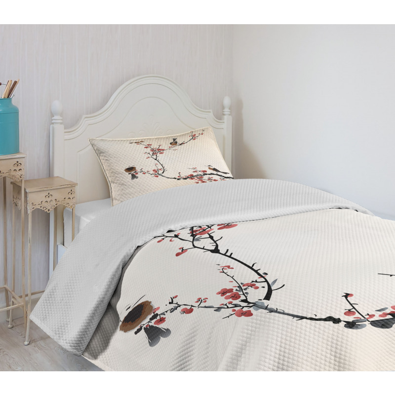 Oriental Illustration Bedspread Set