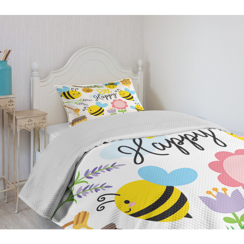 Bee Happy Spring Garden Bedspread Set