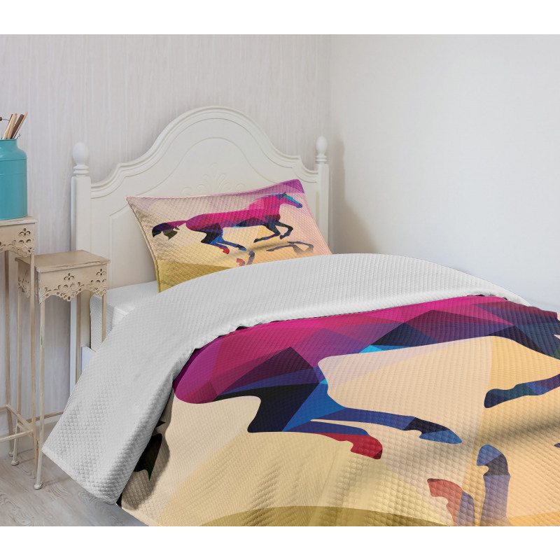 Geometric Horse Animal Bedspread Set