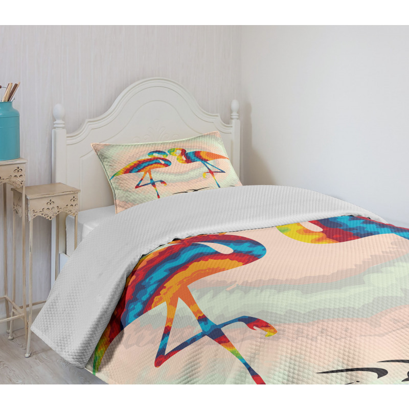 Valentines Funky Birds Bedspread Set