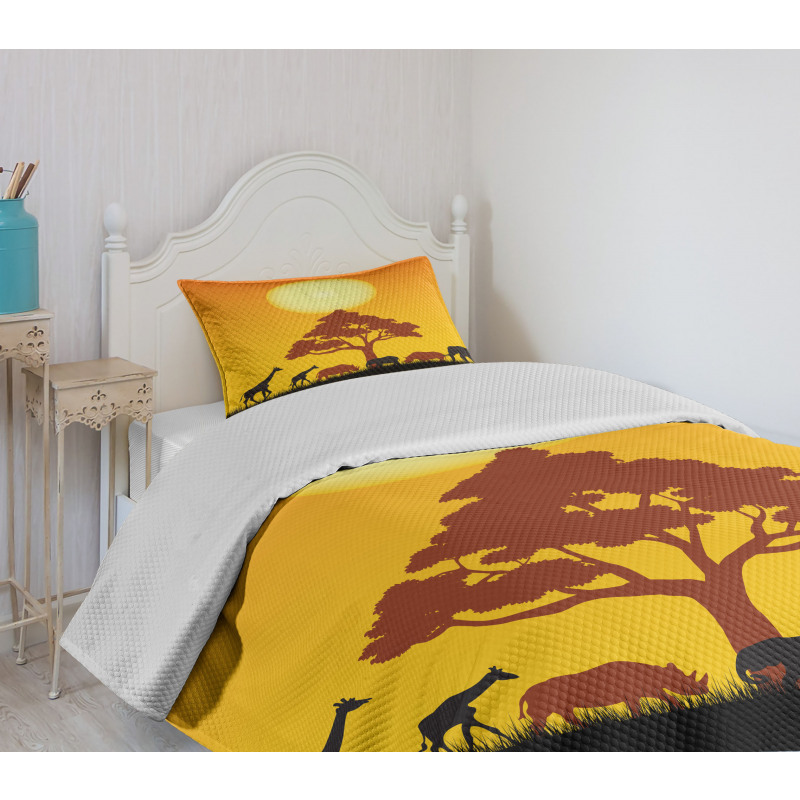 Wildlife Animals Rhinos Bedspread Set