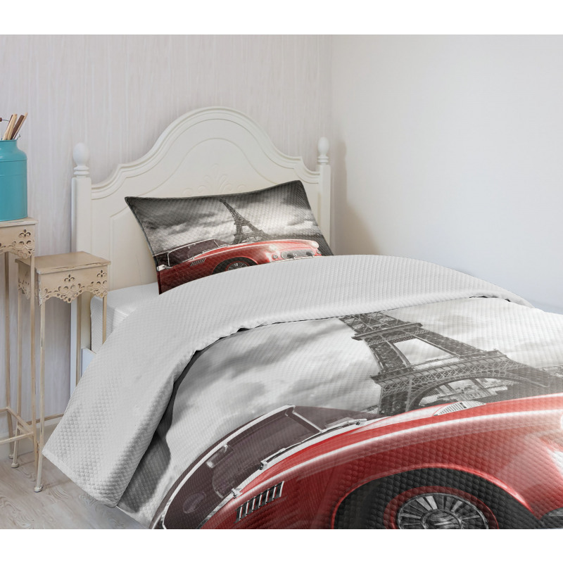 Vintage Car and Eiffel Bedspread Set