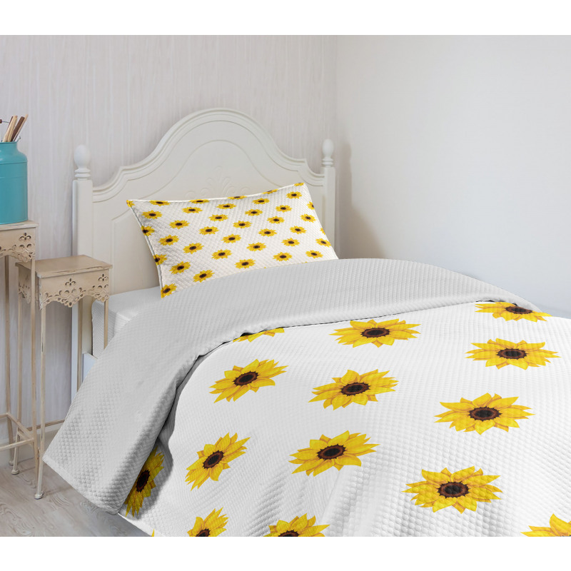 Sunflower Pattern Nature Bedspread Set