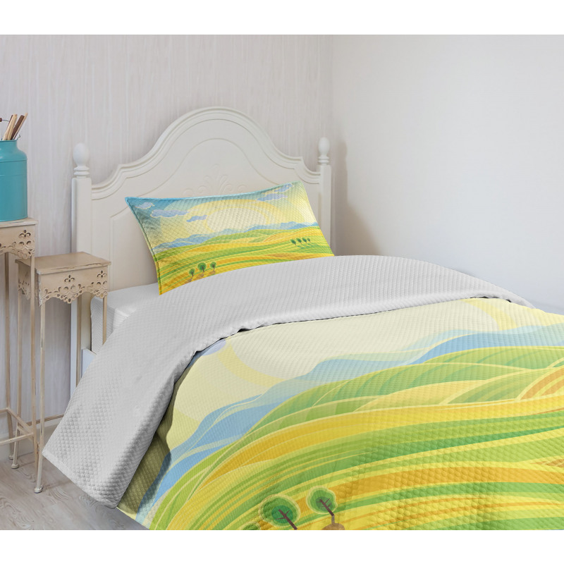 Sunny Rural Scenery Bedspread Set