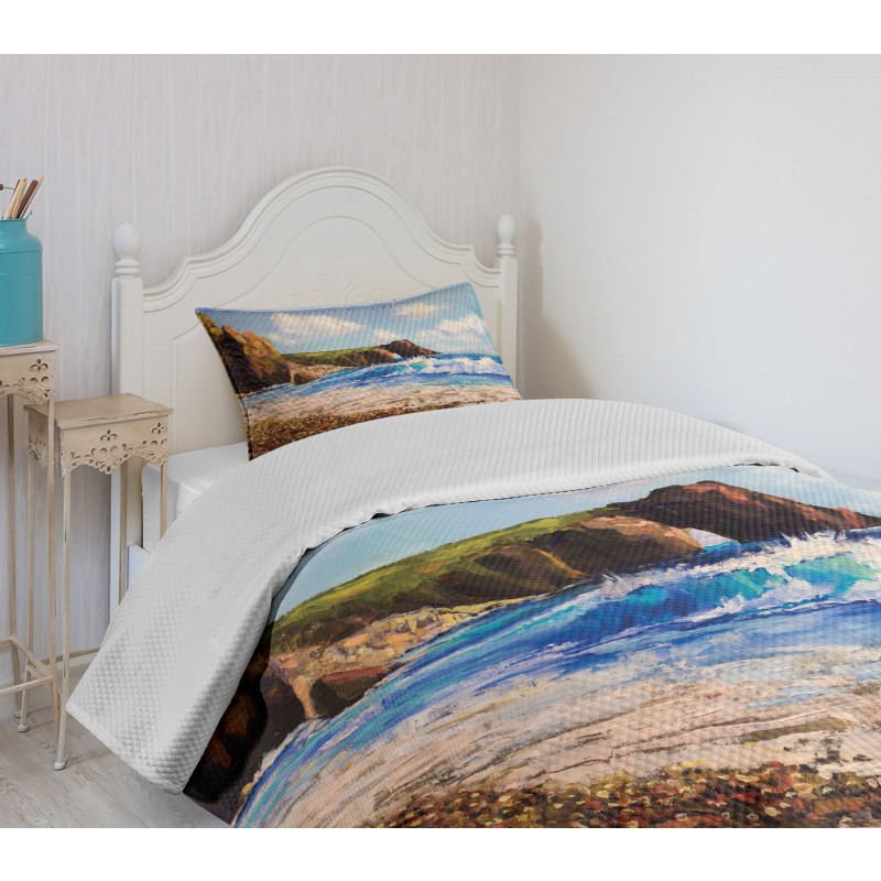 Sea Coast by Beach Rock Bedspread Set