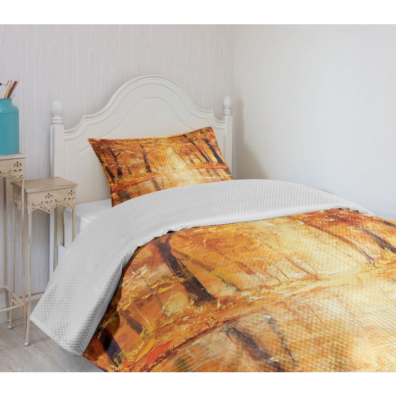 Forest Lake Fall Trees Bedspread Set