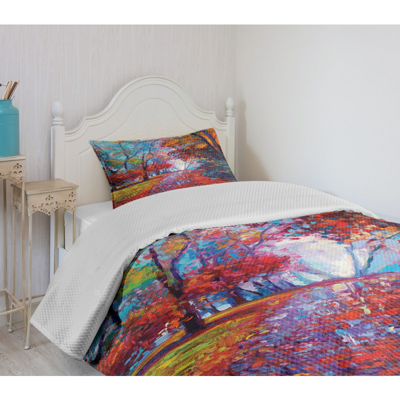 Trees Park Fall Autumn Bedspread Set