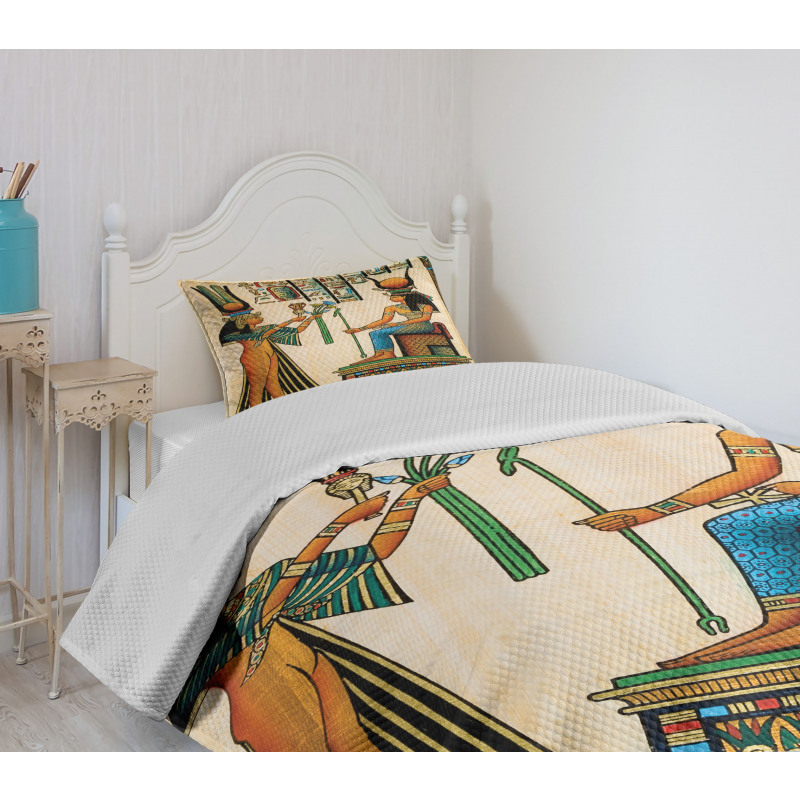 Old Egyptian Papyrus Bedspread Set
