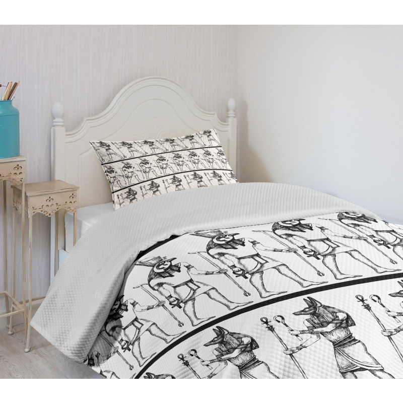 Hieroglyphics Anubis Bedspread Set