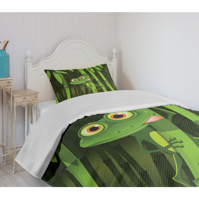 Jungle Trees Fun Frog Bedspread Set