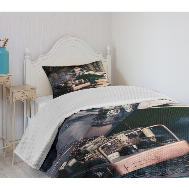 Steampunk Woman Vintage Bedspread Set