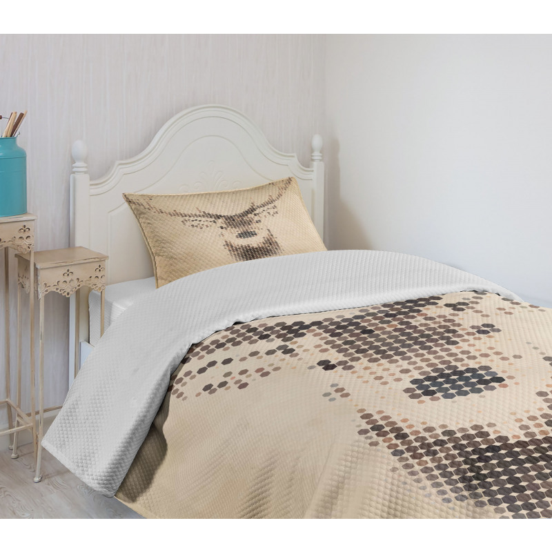 Deer Portrait with Dots Bedspread Set