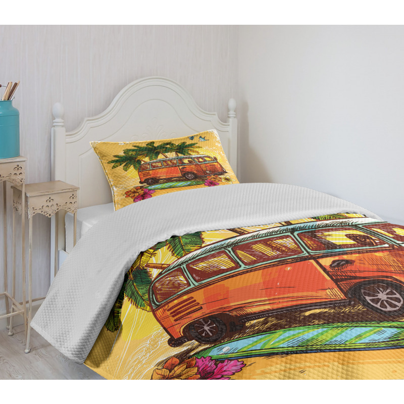 Hippie Old Exotic Bus Bedspread Set