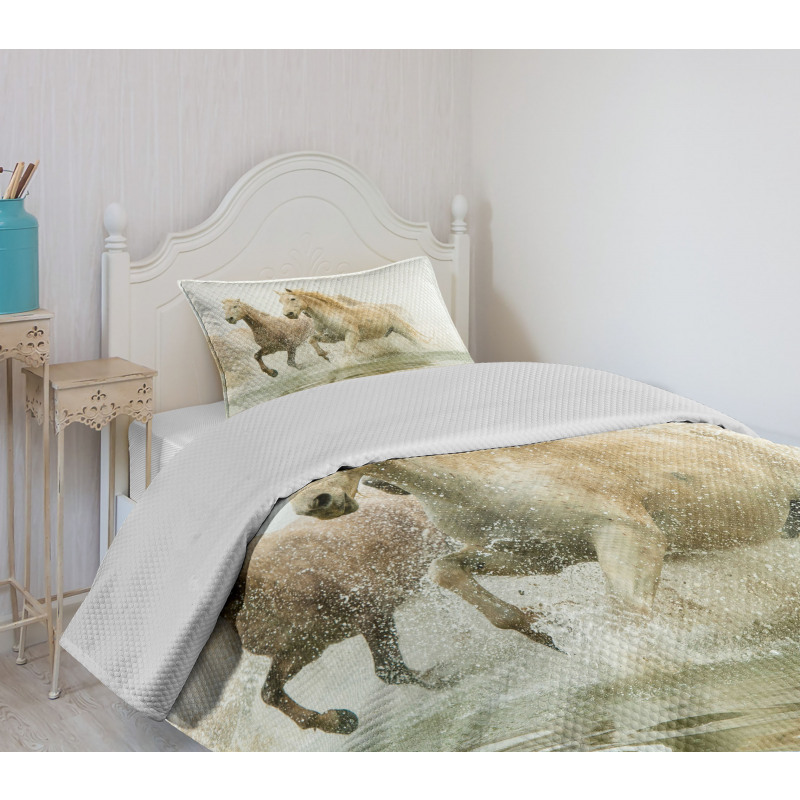 Camargue Horses in Water Bedspread Set