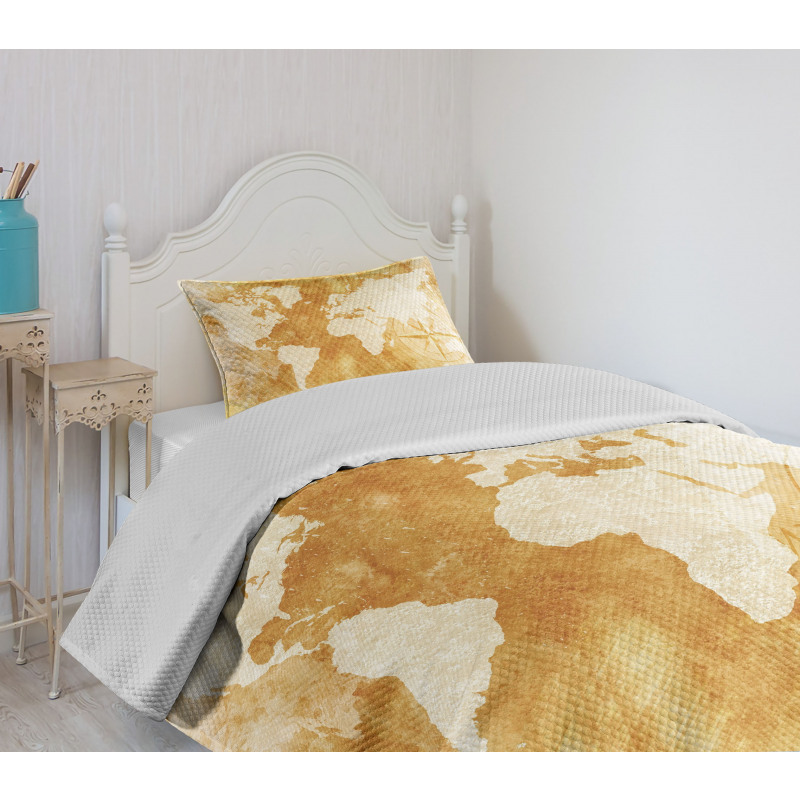 Old Fashioned World Map Bedspread Set