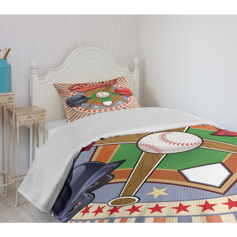 Retro Pop Art Baseball Bedspread Set