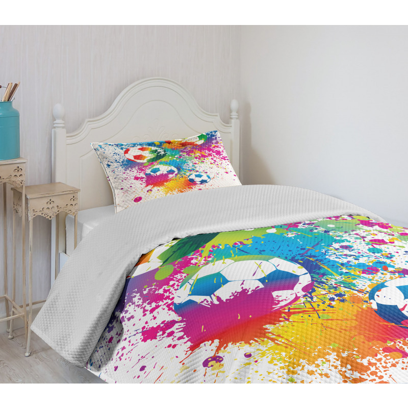 Colorful Splashes Balls Bedspread Set