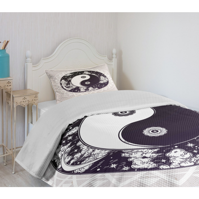 Ying Yang Boho Art Bedspread Set