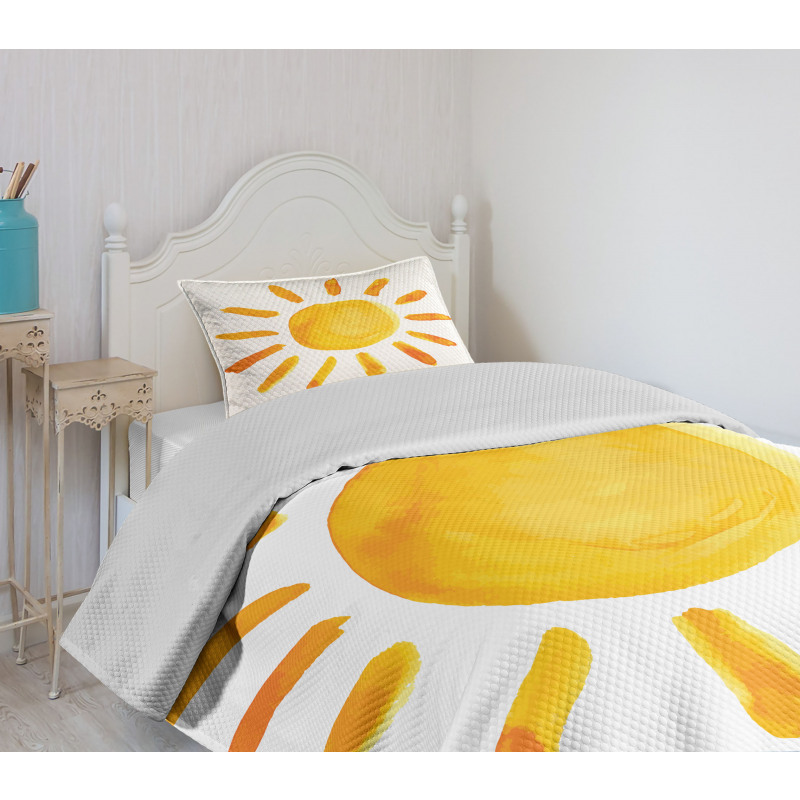 Watercolor Sun Childish Bedspread Set