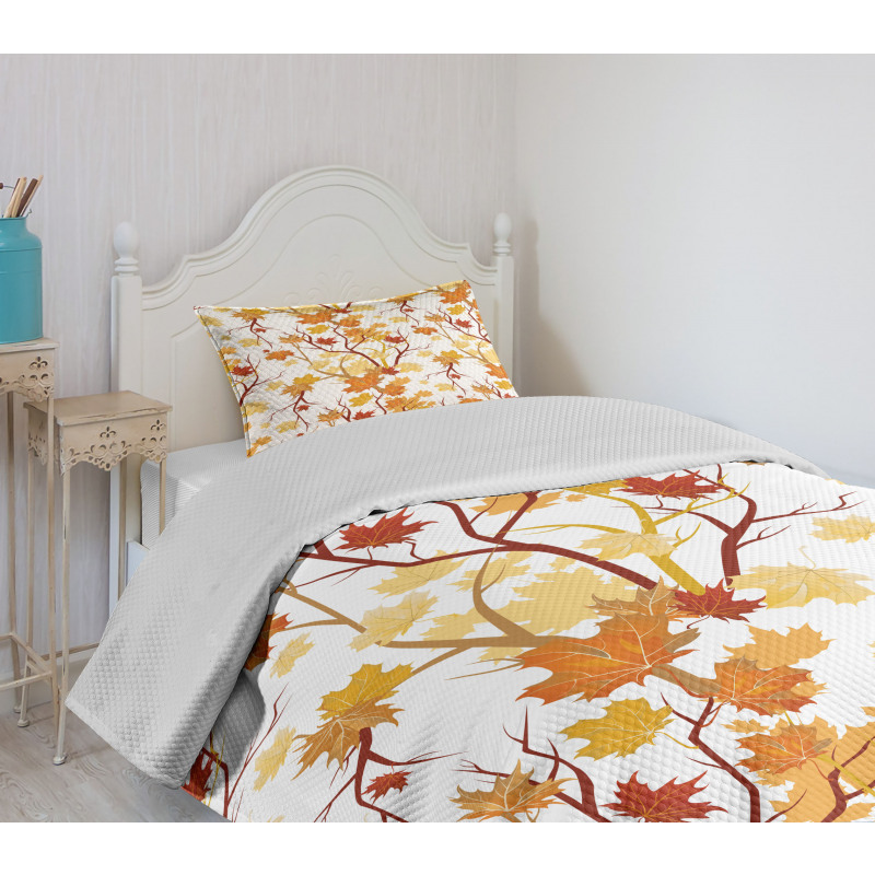 Autumn Season Elements Nature Bedspread Set