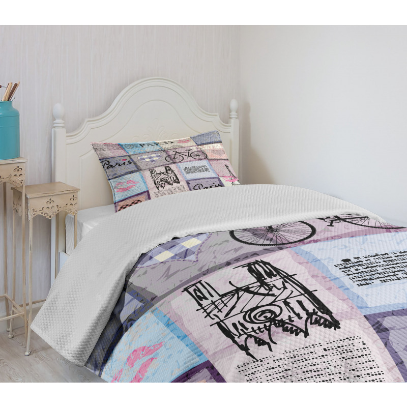 Eiffel Tower Love Letter Bedspread Set