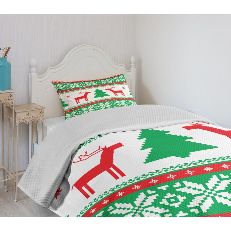 Holiday Season Deer Bedspread Set