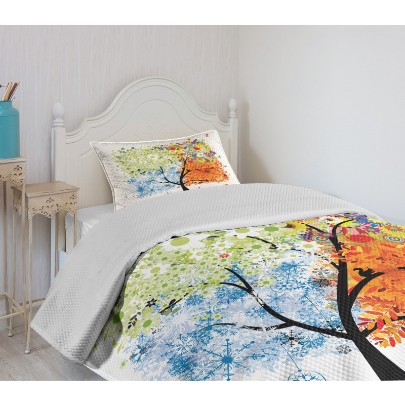 Flowers 4 Season Theme Bedspread Set