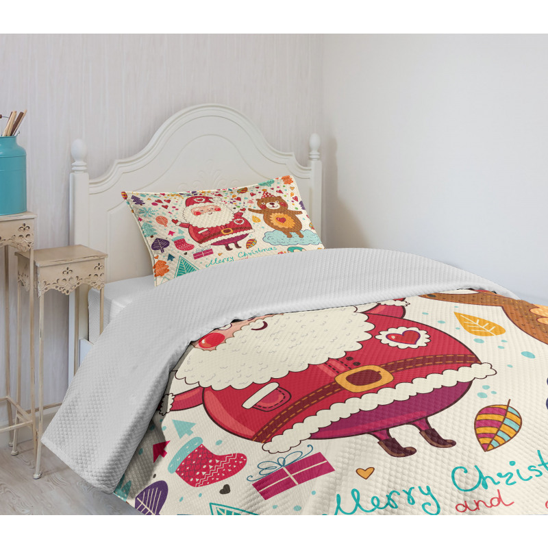 Santa and Teddy Bear Bedspread Set