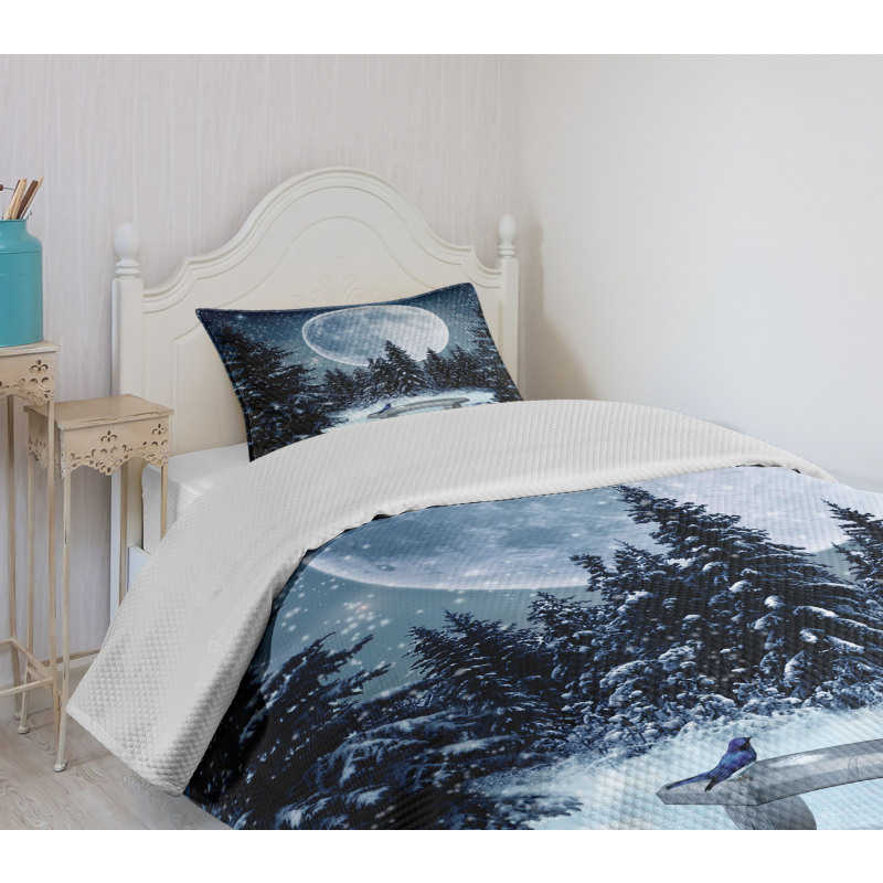 Moonlight Forest Bird Bedspread Set