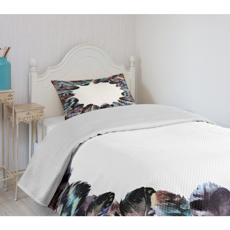 Bird Feathers Circle Art Bedspread Set