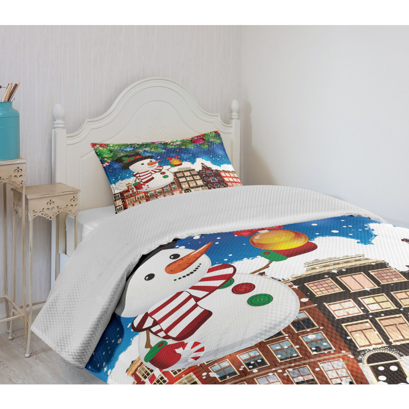 Snowy City Street Bedspread Set