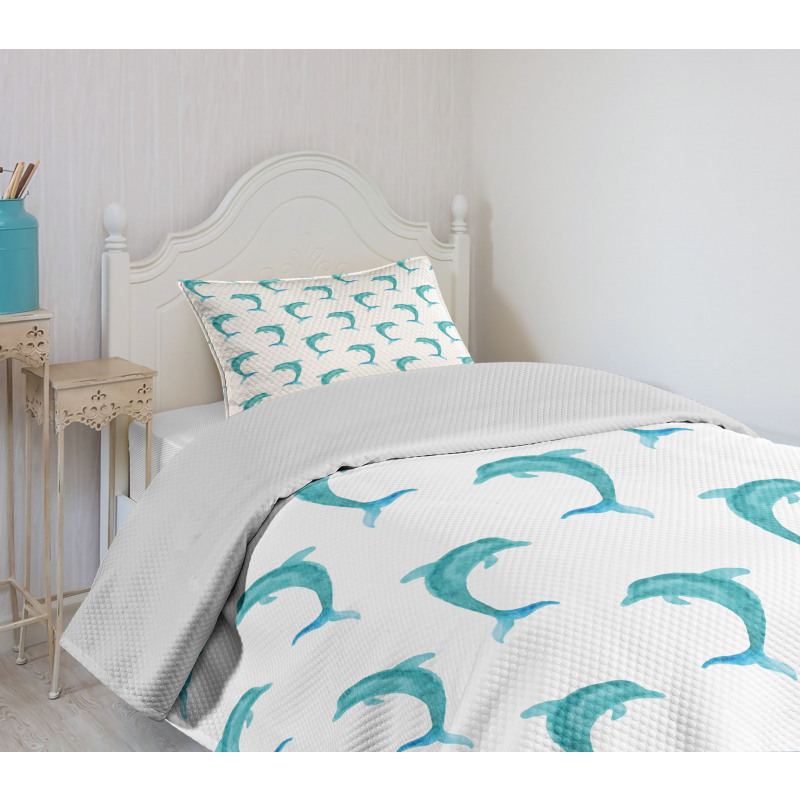 Jumping Dolphin Mammals Bedspread Set