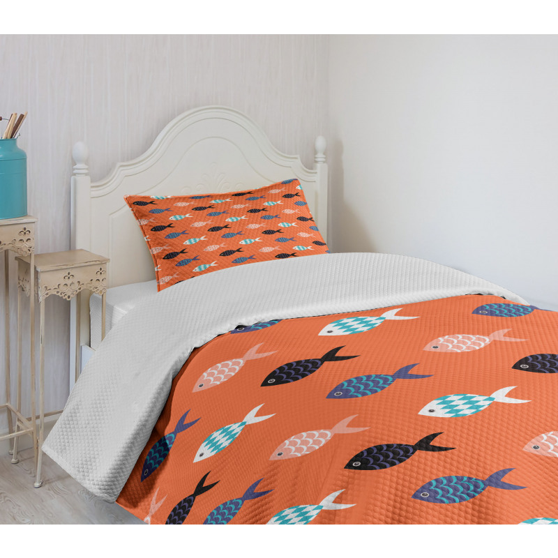 Colorful Fish Shoal Bedspread Set