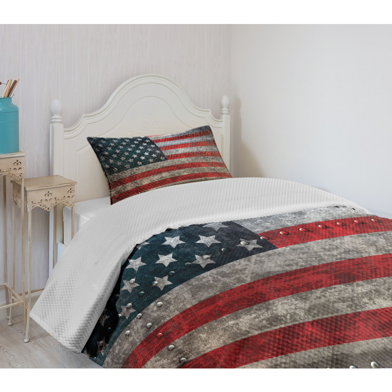 US Flag Plate Bedspread Set