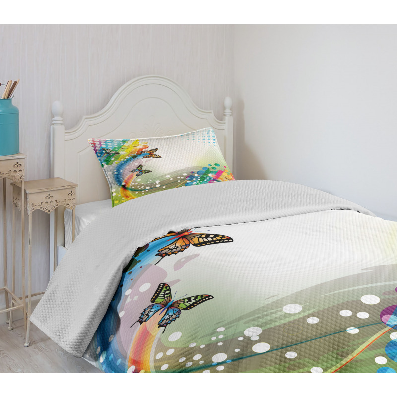Flying Color Butterfly Bedspread Set