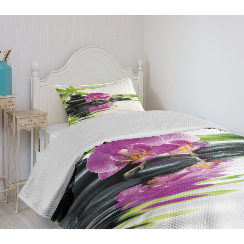 Purple Orchid Bamboos Bedspread Set
