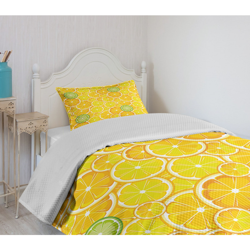 Lemon Orange Circles Bedspread Set